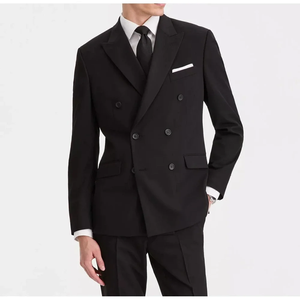 Kenneth Cole Reaction Men's 2-pc Suit Slim-Fit Double-Breasted Black 50L 45W 32L